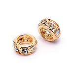 Alloy Crystal Rhinestone Beads, Rondelle, Light Gold, 13.5x7mm, Hole: 6.5mm(PALLOY-WH0081-52A-03)