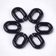 Acrylic Linking Rings, Quick Link Connectors, For Jewelry Chains Making, Oval, Black, 19x14x4.5mm, Hole: 11x5.5mm, about 680pcs/500g(OACR-S029-54B-04)