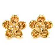 Rack Plating Brass Stud Earring Findings, Cadmium Free & Lead Free, Long-lasting Plated, Flower, Golden, 13mm, Pin: 0.8mm(KK-T072-01G)