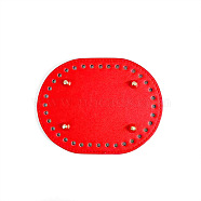 PU Leahter Knitting Crochet Bags Bottom, Oval, Bag Shaper Base Replacement Accessaries, Red, 14.5x11cm(PURS-PW0001-572C)