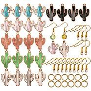 DIY Cactus Earrings Making Kit, Including Alloy Enamel Pendants, Iron Earring Hooks & Open Jump Rings, Mixed Color, Cactus Charm: 24pcs/box(DIY-SZ0005-93)