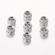 Brass Cubic Zirconia Beads, Rondelle, Platinum, 6x4mm, Hole: 3mm(ZIRC-F001-107P)