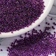 MIYUKI Round Rocailles Beads, Japanese Seed Beads, 15/0, (RR352) Fuchsia Lined Aqua Luster, 1.5mm, Hole: 0.7mm, about 5555pcs/10g(X-SEED-G009-RR0352)