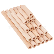 4 Styles Unfinished Beech Wood Rods, Craft Stick, Hollow, Column, Tan, 5~20x1.5cm, Hole: 8mm, 38pcs/bag(WOOD-OC0002-53)