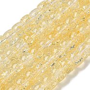 Transparent Spray Painting Crackle Glass Beads Strands, Column, Gold, 8x6mm, Hole: 1.2mm, about 65pcs/strand, 15.55''(39.5cm)(GLAA-NH0001-05C)