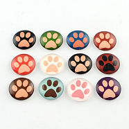 Half Round/Dome Dog Paw Print Photo Glass Flatback Cabochons for DIY Projects, Mixed Color, 18x5mm(GGLA-Q037-18mm-08)