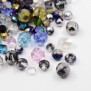 Glass Beads, Faceted, Mixed Style, Mixed Shapes, Mixed Color, 5.5~10.5x5.5~10x3~10mm, Hole: 1mm(GLAA-MSMC003-M1)