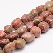 Natural Unakite Beads Strands, Tumbled Stone, Nuggets, 18~25x16~18x12~16mm, Hole: 2mm, about 22~25pcs/strand, 15.75 inch(G-K153-D30)