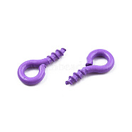 Spray Painted Iron Screw Eye Pin Peg Bails, For Half Drilled Beads, Cadmium Free & Nickel Free & Lead Free, Blue Violet, 8x4x1mm, Hole: 2mm, Pin: 1.4mm(IFIN-N010-002A-08)