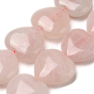 Olycraft Natural Rose Quartz Beads Strands, Heart, 24~25x25x9.5mm, Hole: 1.6mm, about 15~16pcs/strand, 13.98~14.76 inch(35.5~37.5cm), 1strand/box(G-OC0003-24)