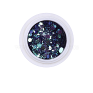 Hexagon Shining Nail Art Decoration Accessories, with Glitter Powder and Sequins, DIY Sparkly Paillette Tips Nail, Marine Blue, Powder: 0.1~0.5x0.1~0.5mm, Sequin: 0.5~3.5x0.5~3.5mm, about 0.7g/box(MRMJ-T063-545H)
