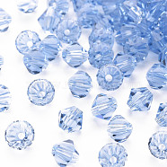 Imitation 5301 Bicone Beads, Transparent Glass Faceted Beads, Cornflower Blue, 6x5mm, Hole: 1.3mm, about 288pcs/bag(GLAA-F026-C29)