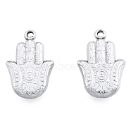 201 Stainless Steel Pendants, Hamsa Hand/Hand of Miriam, Stainless Steel Color, 23.5x15.5x3.5mm, Hole: 1.4mm(STAS-N098-243P)