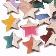 Resin & Wood Cabochons, Star, Mixed Color, 17.5x18x3.5mm(RESI-R425-02)