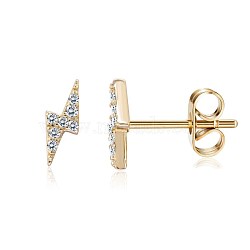 Brass Micro Pave Cubic Zirconia Flash Stud Earrings, Lightning, Clear, Golden, 13.5x7.5x3mm, Pin: 0.8mm
(EJEW-BB35393-G)