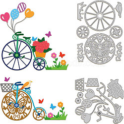 Vintage Theme Carbon Steel Cutting Dies Stencils, for DIY Scrapbooking, Photo Album, Decorative Embossing Paper Card, Stainless Steel Color, Bicycle, 100~101x106~139x0.8mm, 2pcs/set(DIY-WH0309-1469)