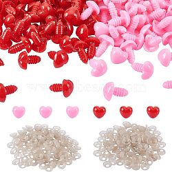 2Bags 2 Colors Heart Plastic Craft Nose, Doll Making Supplies, with Plastic Washer, Mixed Color, 12x13x18mm, Pin: 6mm, 13x4mm, Hole: 5mm, 1bag/color(DIY-NB0006-26)