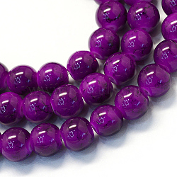 Baking Painted Glass Round Bead Strands, Purple, 8.5~9mm, Hole: 1.5mm, about 105pcs/strand, 31.8 inch(X-DGLA-Q019-8mm-51)