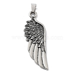 Tibetan Style Alloy Big Pendants, Wing Charms, Antique Silver, 58x19x3mm, Hole: 8x4.5mm(TIBE-L012-026AS)