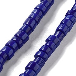 Handmade Lampwork Beads, Column, Dark Blue, 8~8.5x4~6mm, Hole: 1.8mm, about 131pcs/strand, 25.79''(65.5cm)(LAMP-Z008-04B)