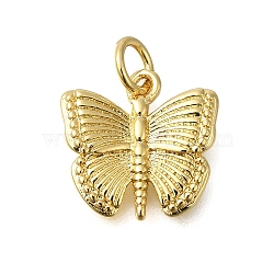 Rack Plating Brass Charms, Long-Lasting Plated, Lead Free & Cadmium Free, Butterfly Charms, with Jump Ring, Real 18K Gold Plated, 13x13x2mm, Hole: 3mm(ZIRC-F142-19G)