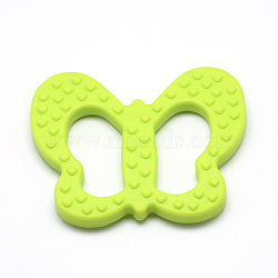 Food Grade Eco-Friendly Silicone Big Pendants, Chewing Pendants For Teethers, DIY Nursing Necklaces Making, Butterfly, Yellow Green, 80x64x9mm, Hole: 14x39mm(SIL-T012-E)