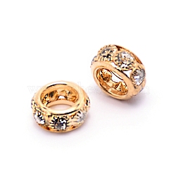 Alloy Crystal Rhinestone Beads, Rondelle, Light Gold, 13.5x7mm, Hole: 6.5mm(PALLOY-WH0081-52A-03)
