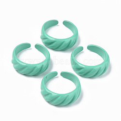 Spray Painted Alloy Cuff Rings, Open Rings, Cadmium Free & Lead Free, Medium Aquamarine, US Size 7 1/4(17.5mm)(X-RJEW-T011-31D-RS)