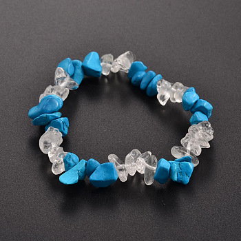 Chips Gemstone Beaded Stretch Bracelets, Synthetic Turquoise, 50mm
