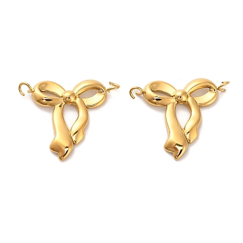 304 Stainless Steel Bowknot Connector Charms, Ion Plating(IP), Real 14K Gold Plated, 18.5x21.5x2mm, Hole: 1.6mm