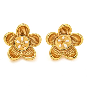 Rack Plating Brass Stud Earring Findings, Cadmium Free & Lead Free, Long-lasting Plated, Flower, Golden, 13mm, Pin: 0.8mm