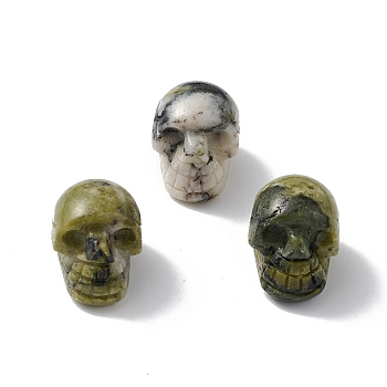 Natural Yellow Turquoise(Jasper) Display Decoration, for Home Office Tabletop, Skull, 18~23x17~23.5x23~26mm