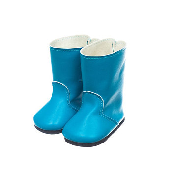 PU Leather Doll Rainshoes, Fit 18 Inch Girl Doll Accessories, Doll Making Supples, Deep Sky Blue, 70x40x80mm