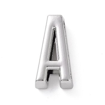 Alloy Letter Slide Charms, Platinum, Letter.A, 20.5~21x6~10.5x6.5mm, Hole: 17.5~18x2.5mm
