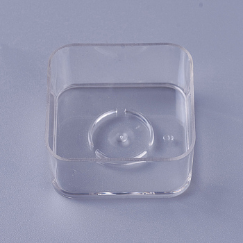 Plastic Candle Cups, Square, Clear, 38x38x18.5mm, Inner Diameter: 37mm