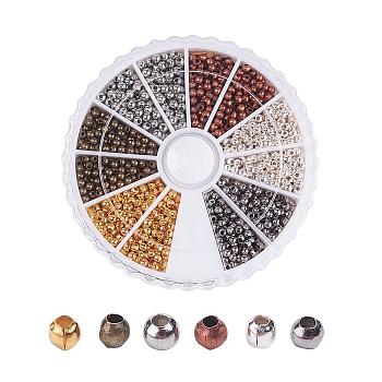 1 Box Iron Spacer Beads, Round, Mixed Color, 2x2mm, Hole: 1mm, about 140pcs/compartment, 1680pcs/box