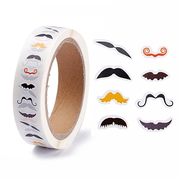 Self Adhesive Beard Pattern Sticker, Children Handmade Tools DIY Toy Craft Materials Sticker, Colorful, 0.45~2x1.3~2.1cm, about 1000pcs/roll