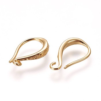Brass Earring Hooks, with Horizontal Loop, Golden, 15x9.5x2.5mm, Hole: 1.6mm, 20 Gauge, Pin: 0.8mm