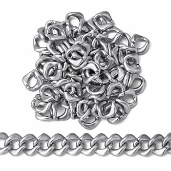 Opaque Spray Painted Acrylic Linking Rings, Quick Link Connectors, for Curb Chains Making, Twist, Silver, 24x24x9mm, Inner Diameter: 15x9mm, Side Length: 20mm, about: 420pcs/500g