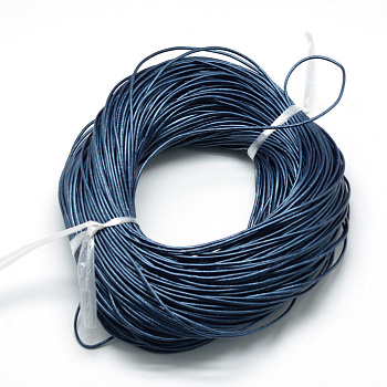 Spray Painted Cowhide Leather Cords, Marine Blue, 1.5mm, about 100yards/bundle(300 feet/bundle)