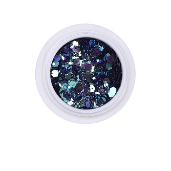 Hexagon Shining Nail Art Decoration Accessories, with Glitter Powder and Sequins, DIY Sparkly Paillette Tips Nail, Marine Blue, Powder: 0.1~0.5x0.1~0.5mm, Sequin: 0.5~3.5x0.5~3.5mm, about 0.7g/box