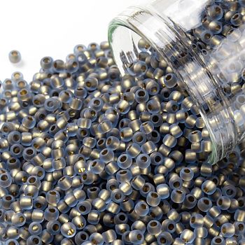 TOHO Round Seed Beads, Japanese Seed Beads, (997FM) Bronze Lined Light Sapphire Rainbow Matte, 11/0, 2.2mm, Hole: 0.8mm, about 3000pcs/10g