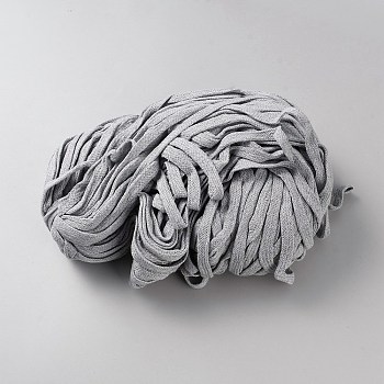 Braided Cotton Hollow Cord, Flat, Gray, 10mm, about 92.96 Yards(85m)/pc
