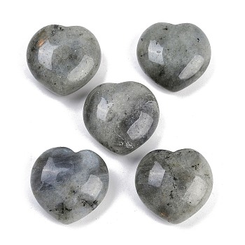 Natural Labradorite Heart Love Palm Worry Stone, Healing Crystal, 28.5~30x29~30x13~15mm