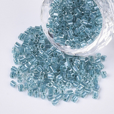 3mm SteelBlue Hexagon(Two Cut) Glass Beads