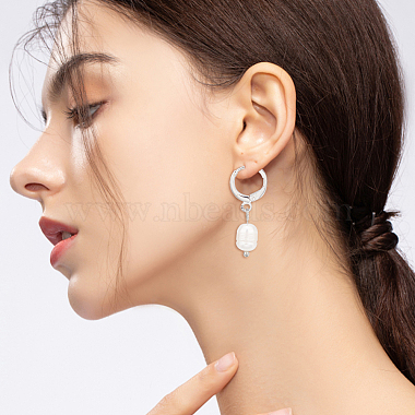2 Pairs 2 Colors Plastic Imitaion Pearl Beaded Dangle Leverback Earrings(EJEW-FI0001-03)-6