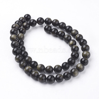 Natürliche goldenen Glanz Obsidian Perlen Stränge(X-G-C068-8mm-9)-2