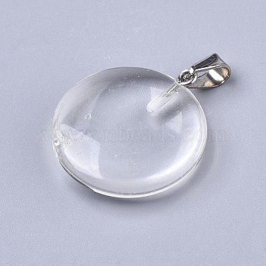 Platinum Flat Round Synthetic Gemstone Pendants