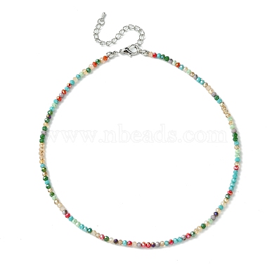 Faceted Rondelle Glass Beaded Necklace for Women(NJEW-M208-01E)-3