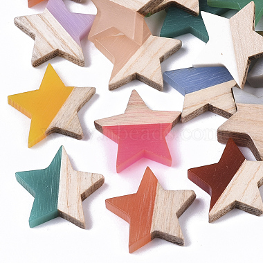 18mm Mixed Color Star Resin+Wood Cabochons